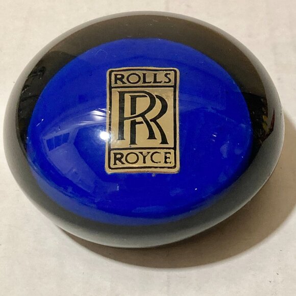 Vintage Glass Rolls Royce Paperweight Royal Blue Logo Car Dyers International - Picture 3 of 9